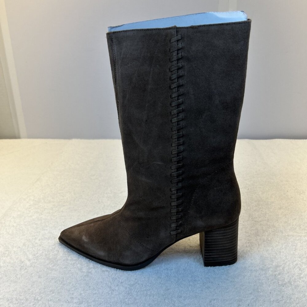 Vince Camuto Lorrys Boot Mid-Calf Tan Suede Stitching on Side Women 9 NEW